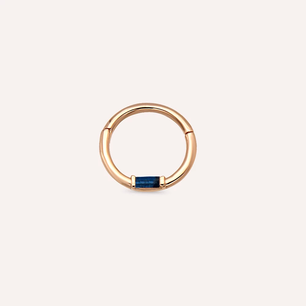 Alia Baget Kesim Blue Safir Taşlı Rose Altın Halka Piercing