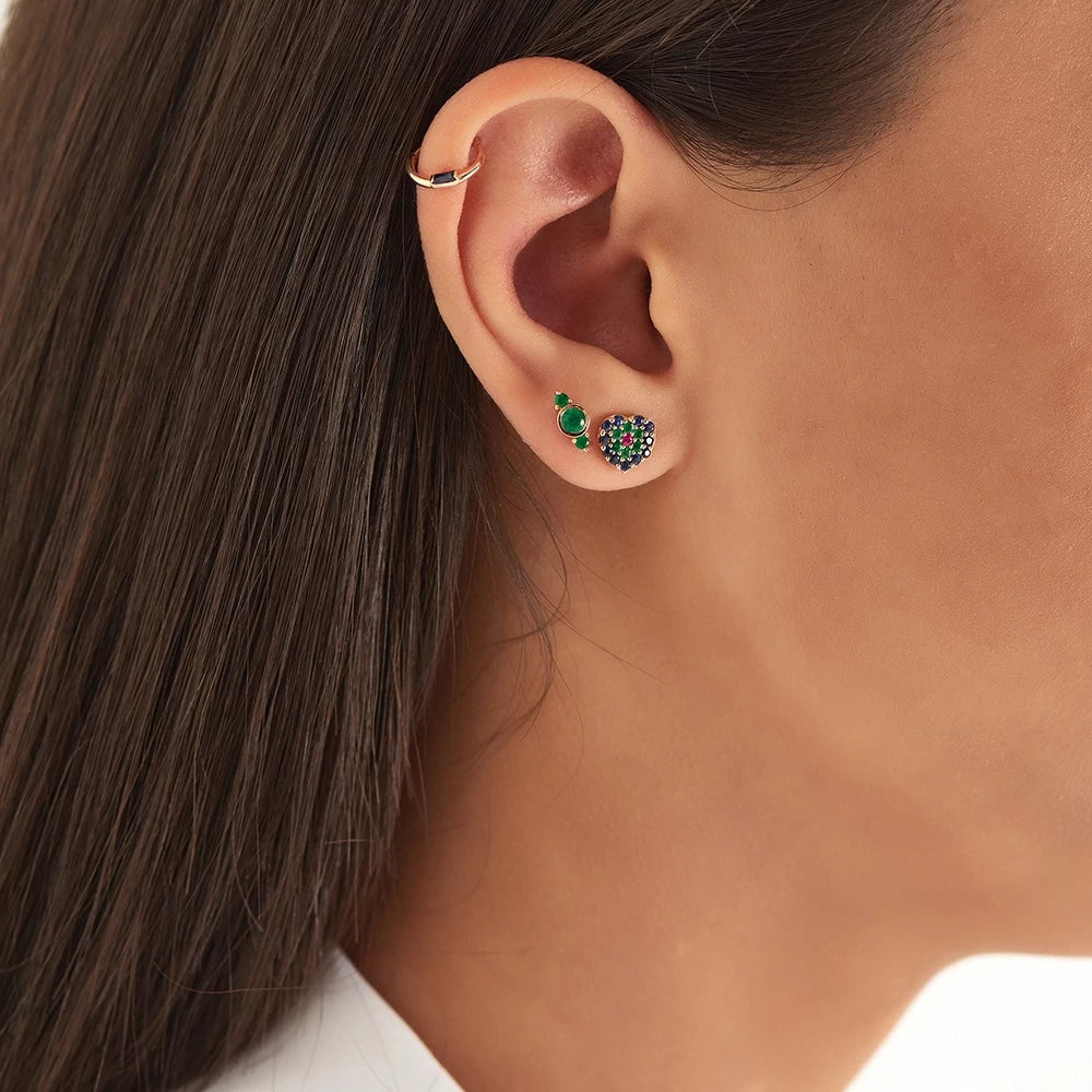 Alia Baget Kesim Blue Safir Taşlı Rose Altın Halka Piercing