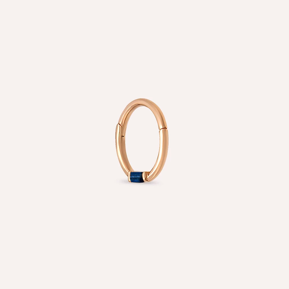 Alia Baget Kesim Blue Safir Taşlı Rose Altın Halka Piercing