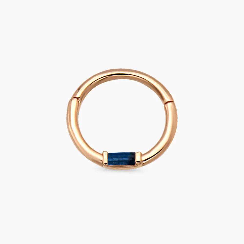 Alia Baget Kesim Blue Safir Taşlı Rose Altın Halka Piercing
