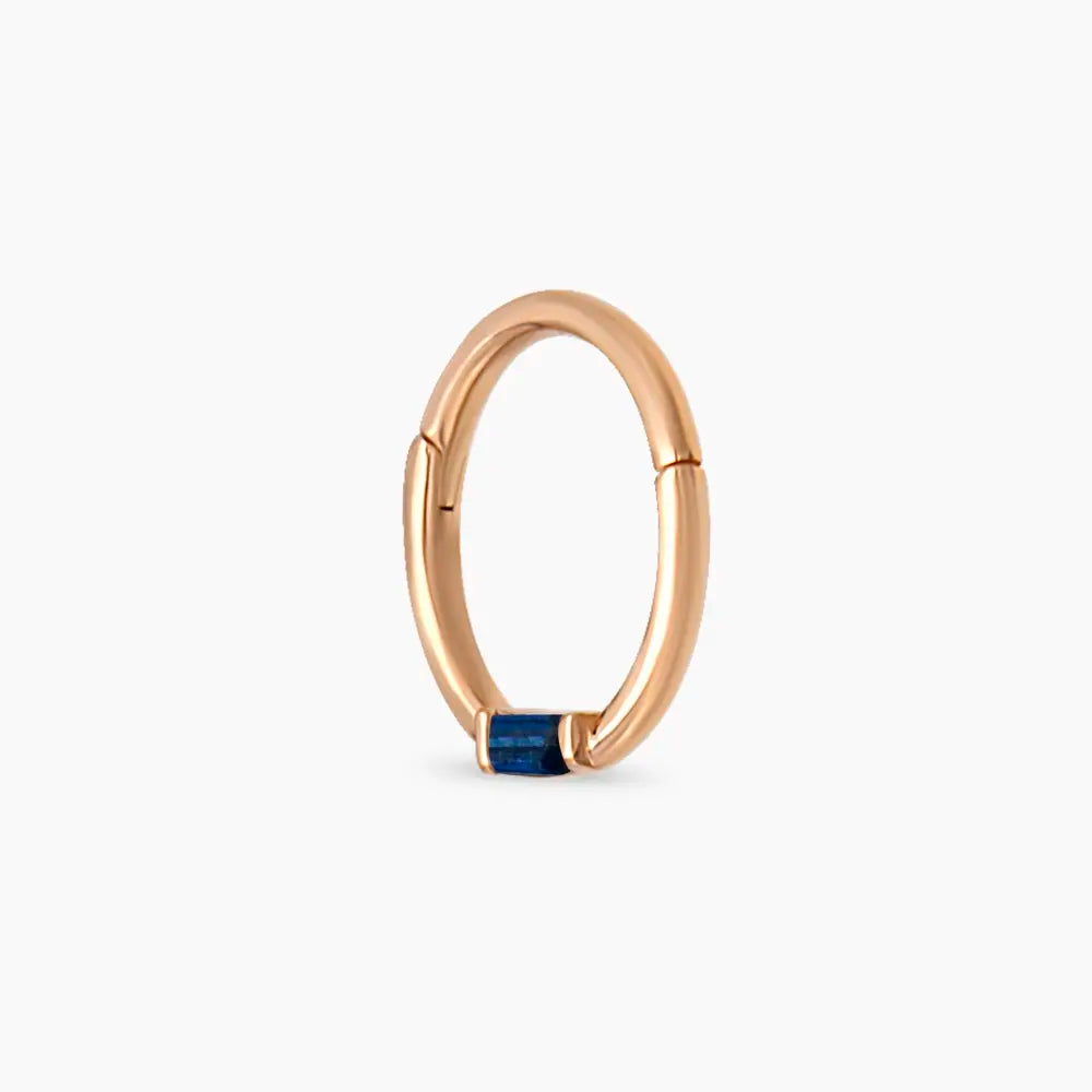 Alia Baget Kesim Blue Safir Taşlı Rose Altın Halka Piercing