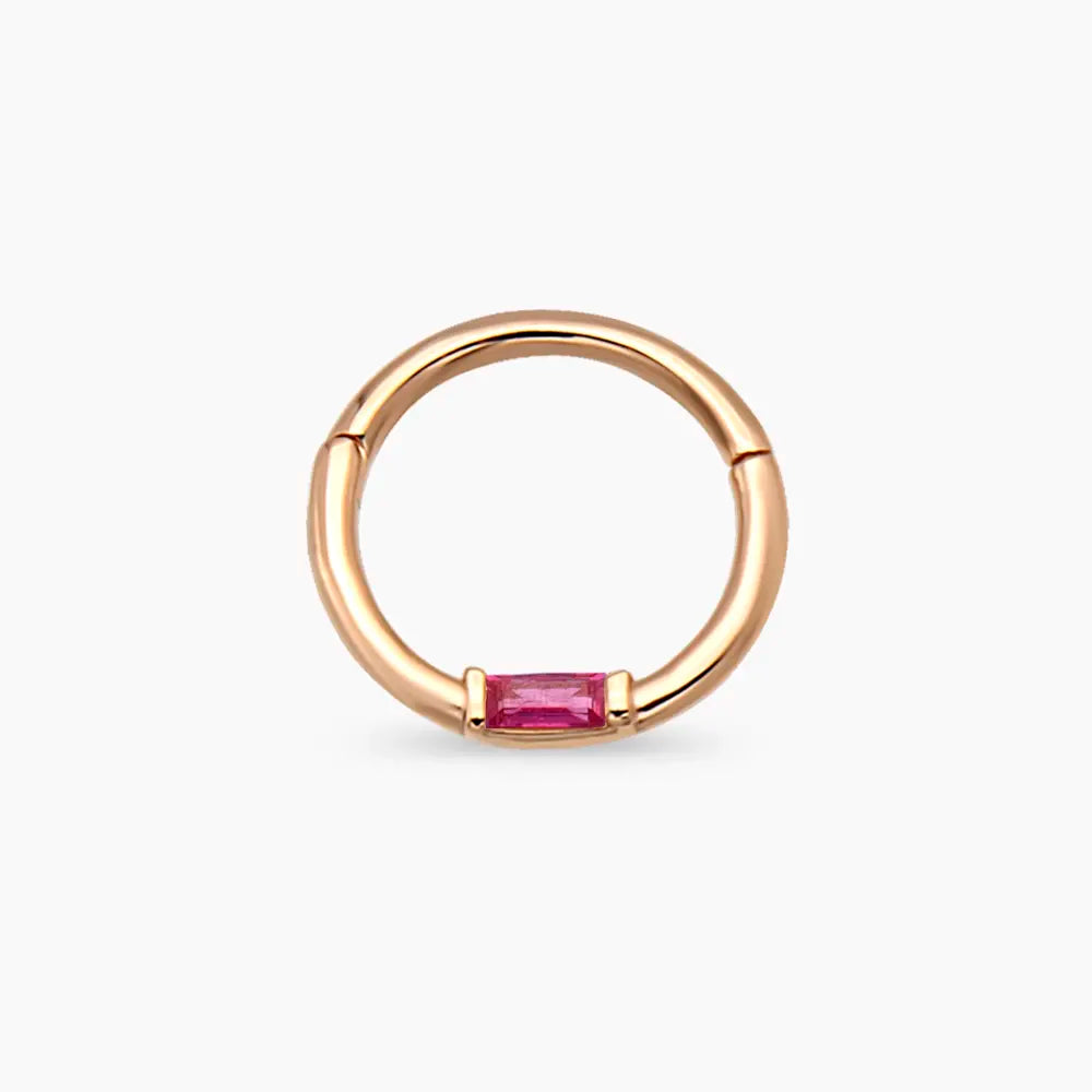 Alia Baget Kesim Yakut Taşlı Rose Altın Halka Piercing