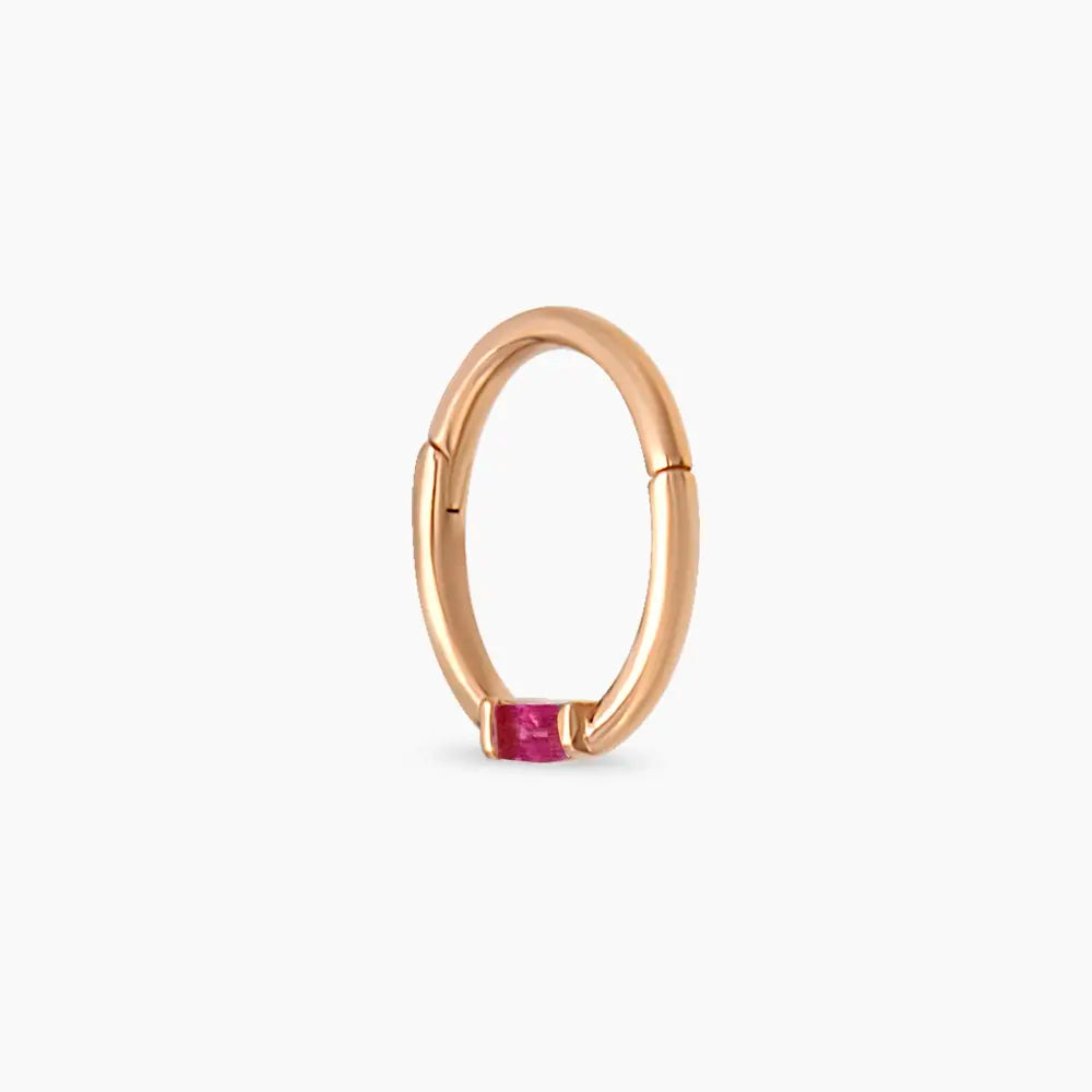 Alia Baget Kesim Yakut Taşlı Rose Altın Halka Piercing