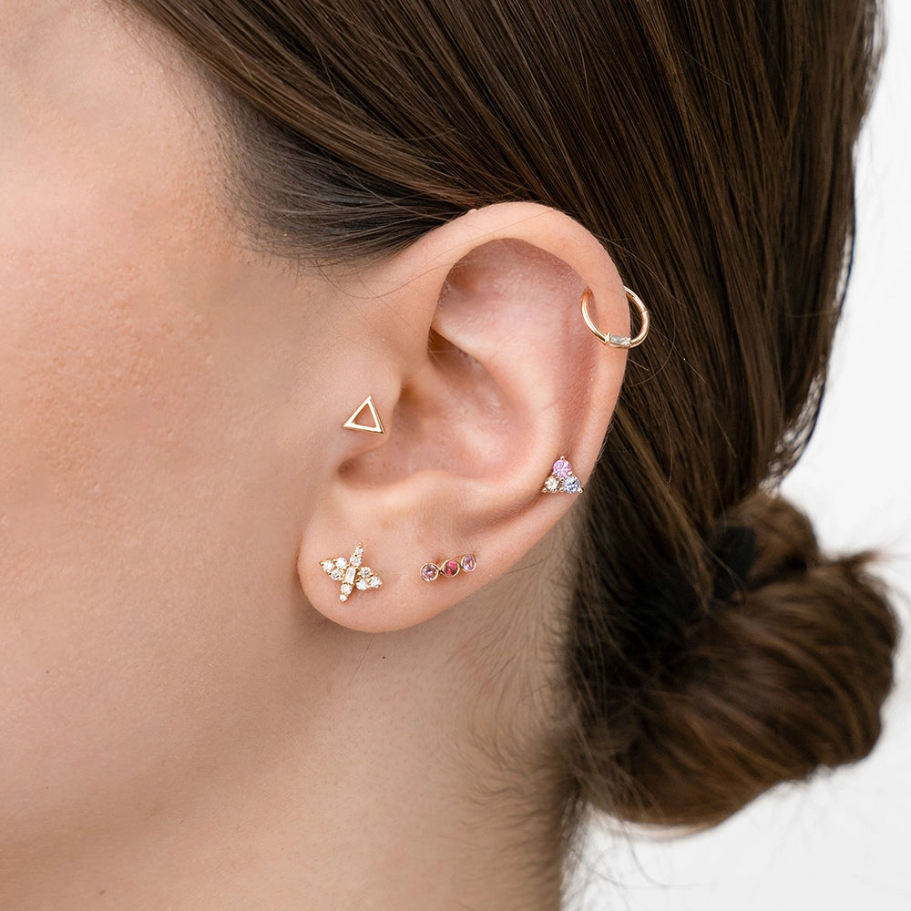 Alia Baget Pırlanta Taşlı Rose Altın Halka Piercing