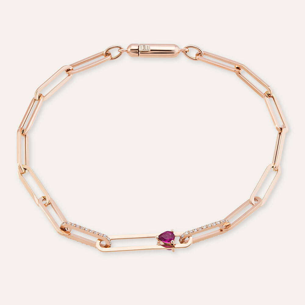 Alida 0.49 CT Pırlanta ve Yakut Taşlı Ataç Zincir Bileklik