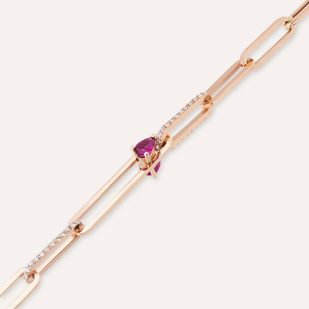 Alida 0.49 CT Pırlanta ve Yakut Taşlı Ataç Zincir Bileklik