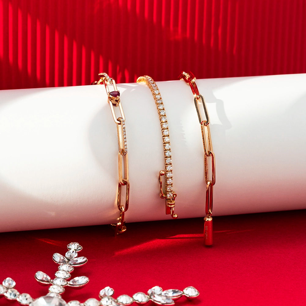 Alida 0.49 CT Pırlanta ve Yakut Taşlı Ataç Zincir Bileklik