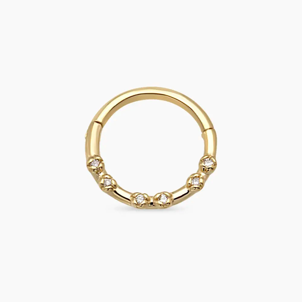 Allegra Pırlanta Taşlı Sarı Altın Halka Piercing