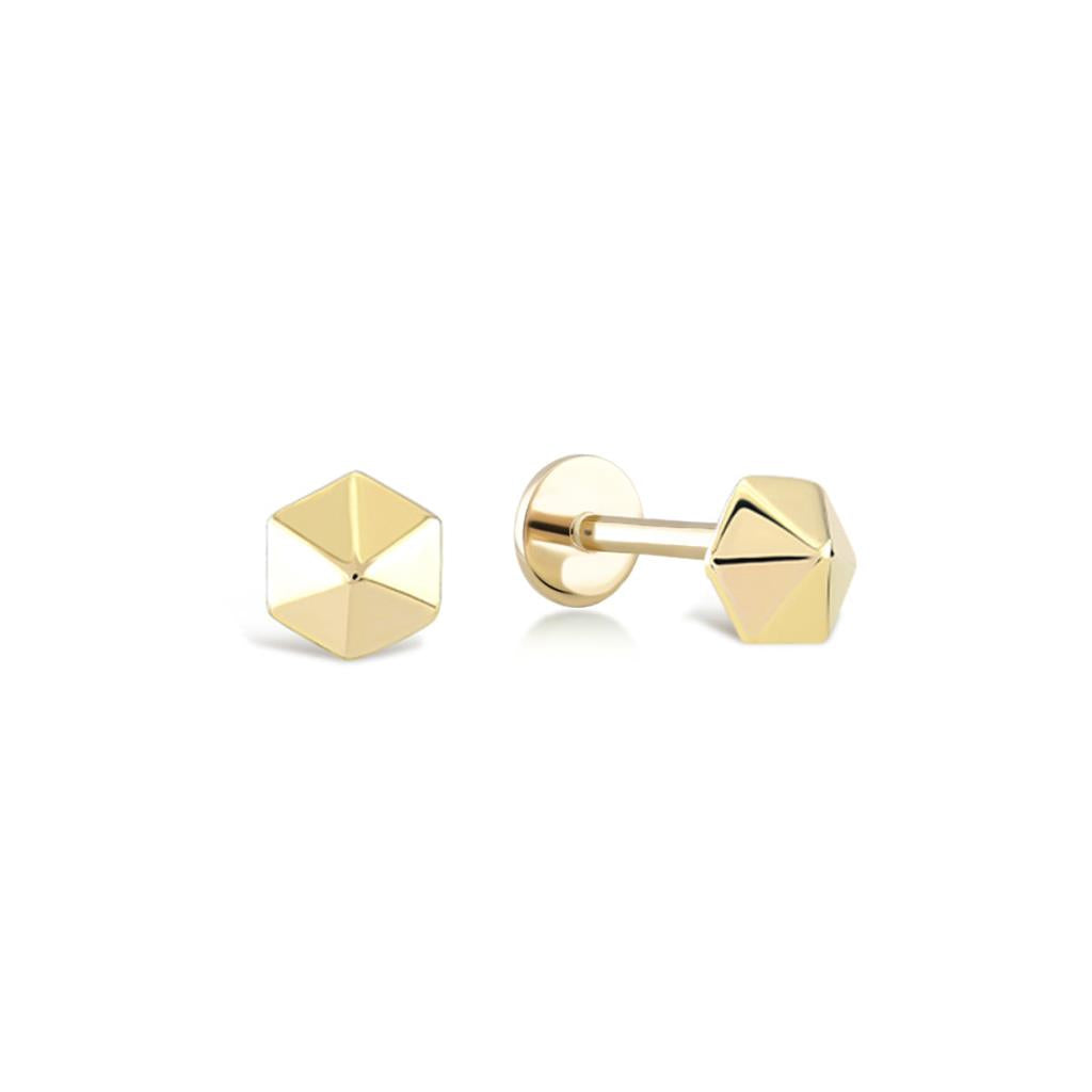 Hexagonal Pyramid Gold Piercing