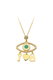 Altın Anahtar Kilit Göz Kolye
