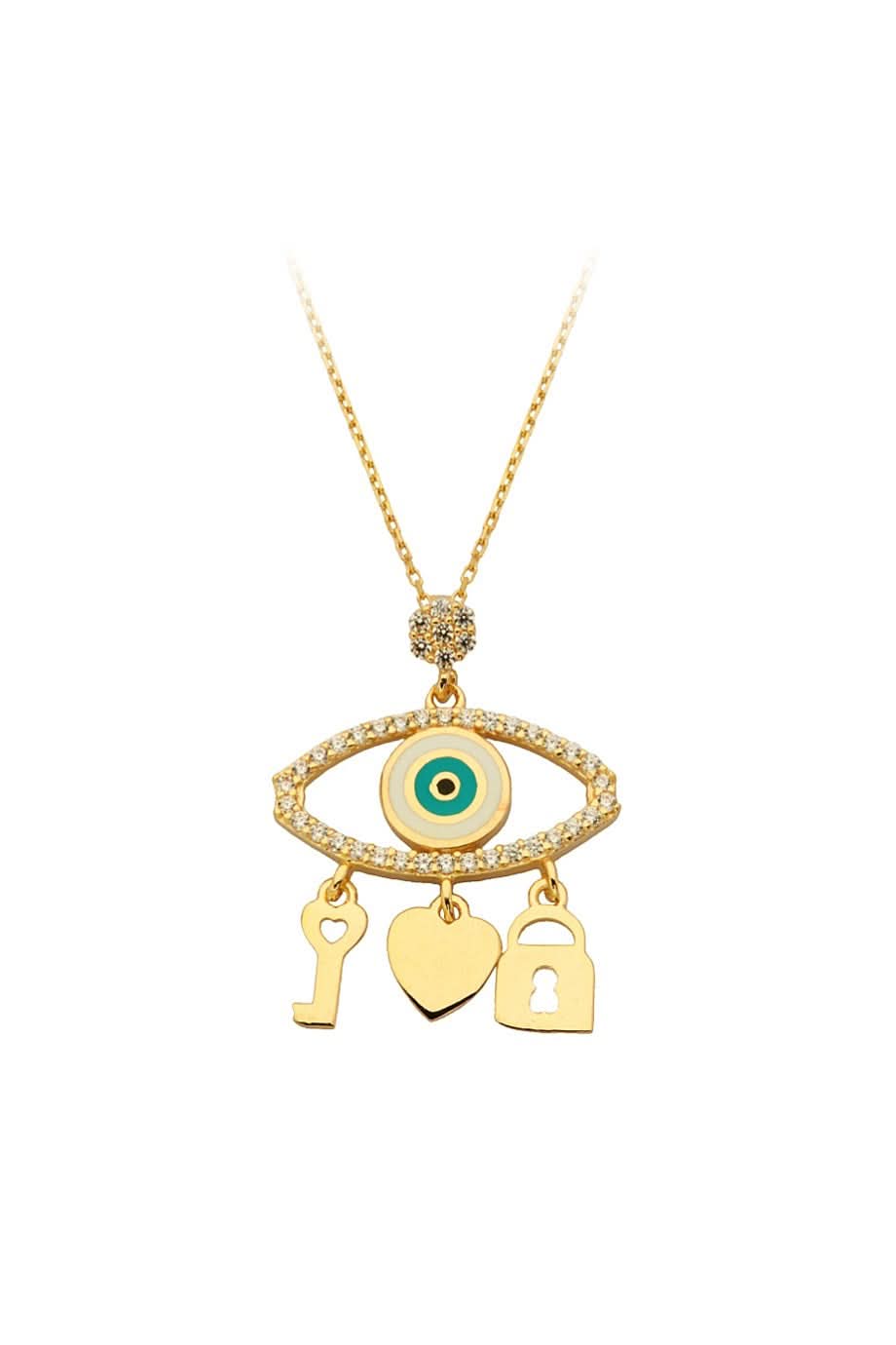 Altın Anahtar Kilit Göz Kolye