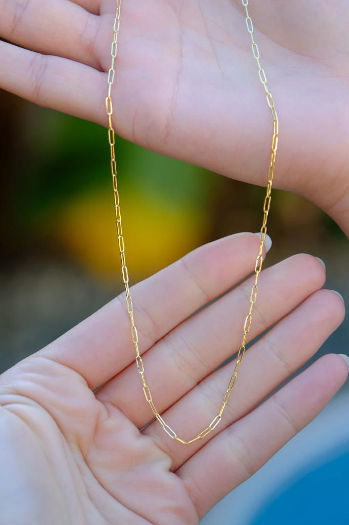 Gold Paper Clip Chain Necklace