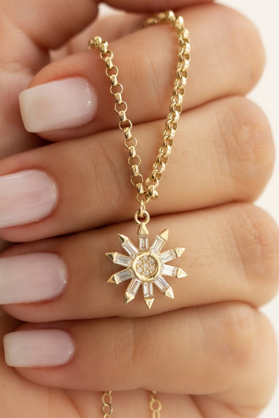 Golden Baguette Flower Necklace