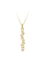 Golden Baguette Stone Necklace