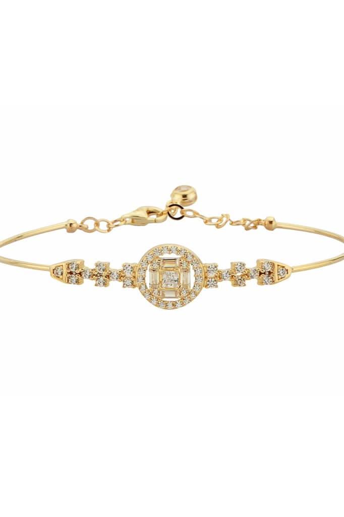 Altın Baget Taşlı Tasarım Bilezik