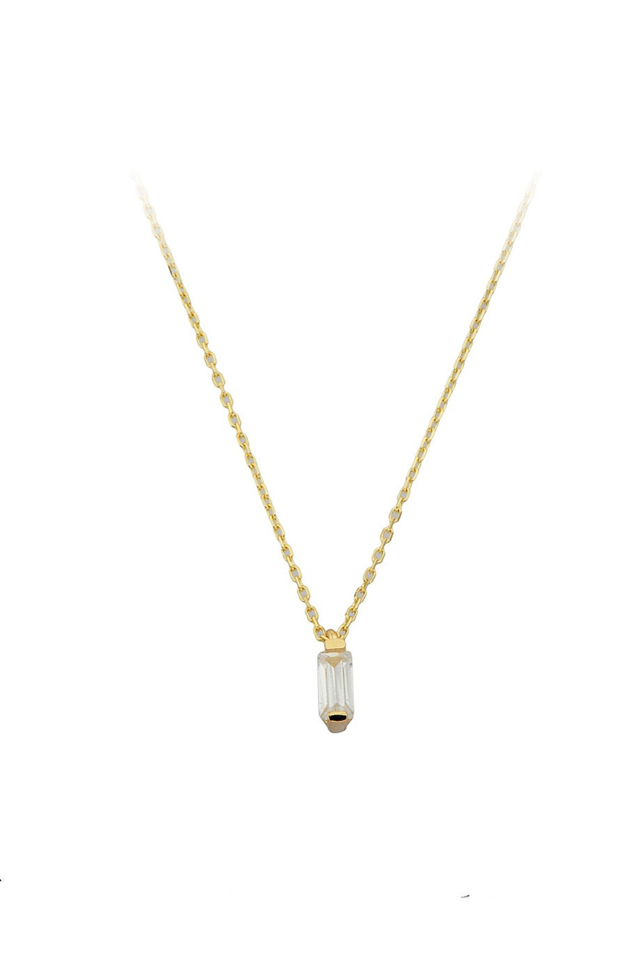 Golden Baguette Stone Design Necklace