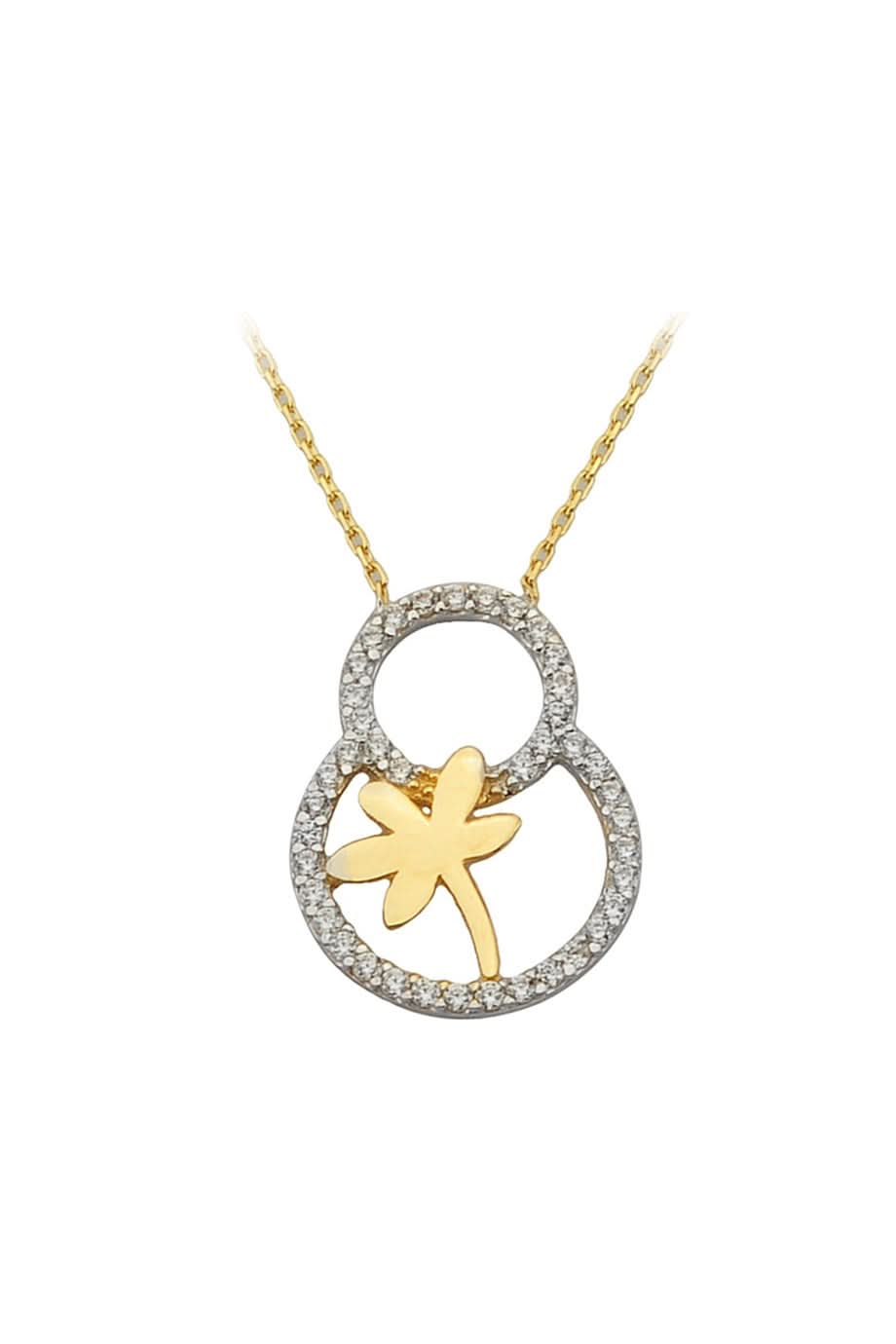 Altın Beyaz Taşlı Palmiye Kolye