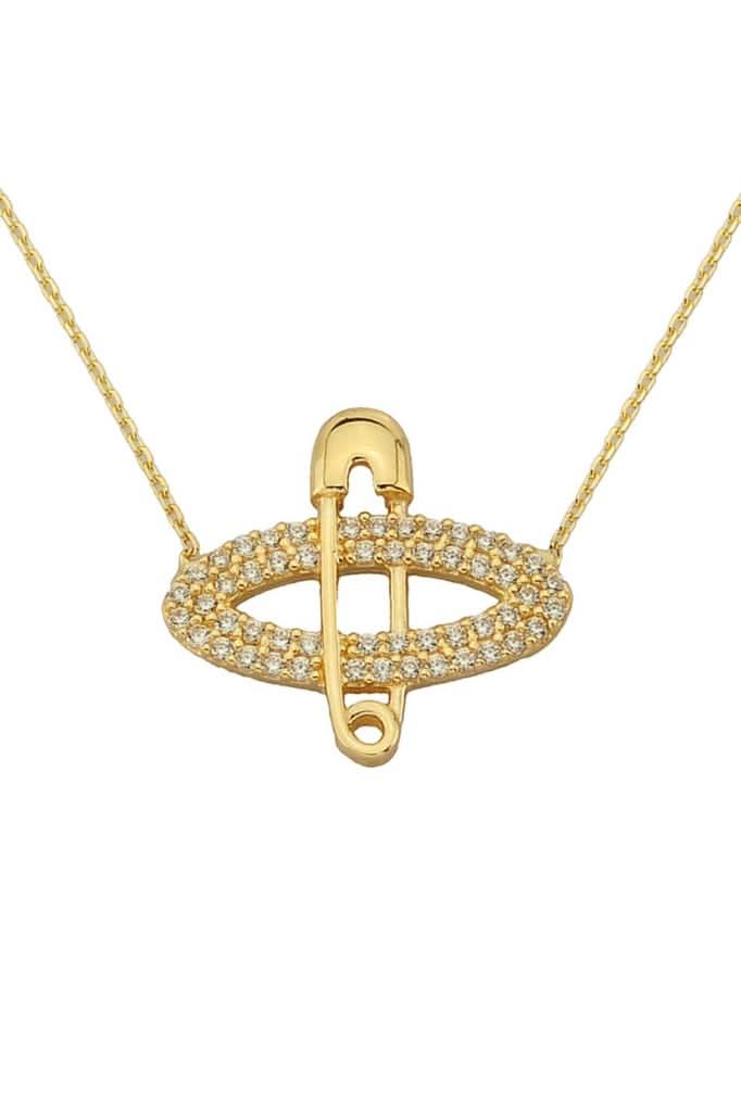 Altın Çengelli İğne Kolye