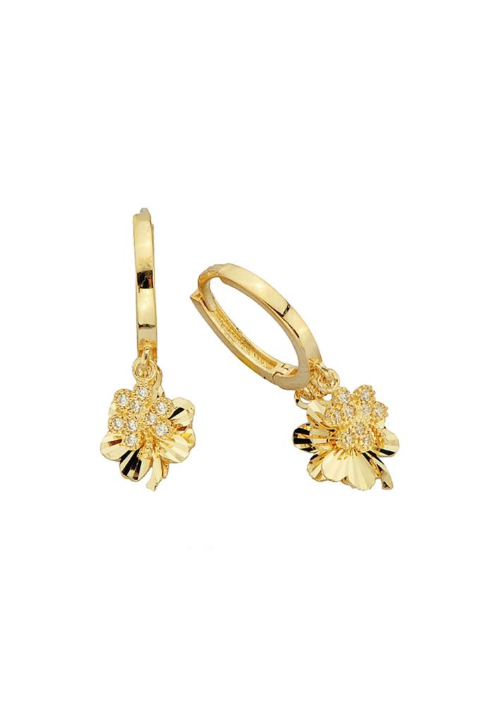 Golden Flower Ring Earrings