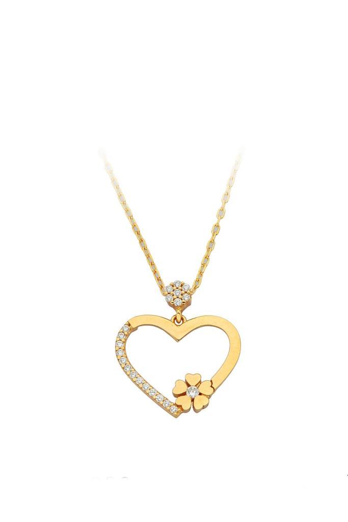 Gold Flower Heart Necklace