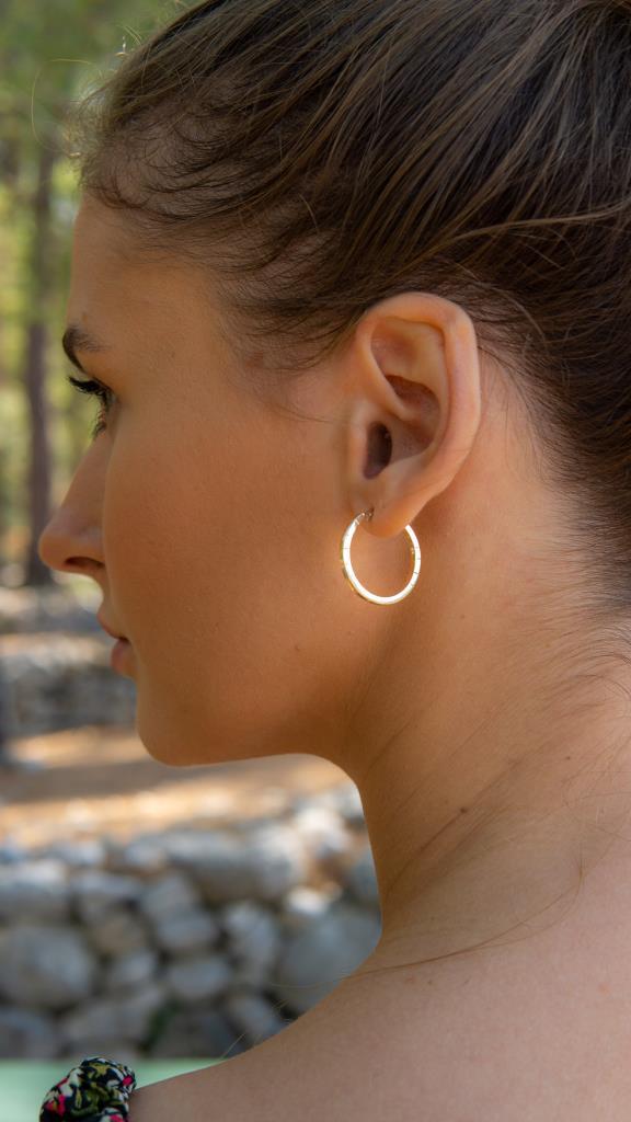 Gold Striped Hoop Earrings