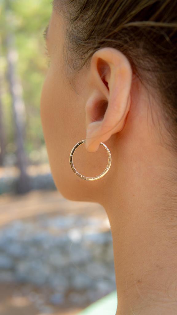 Gold Striped Hoop Earrings