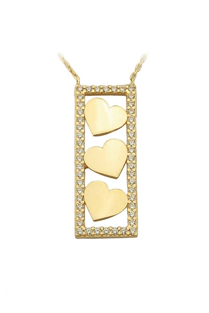 Altın Çubuk Kalp Kolye