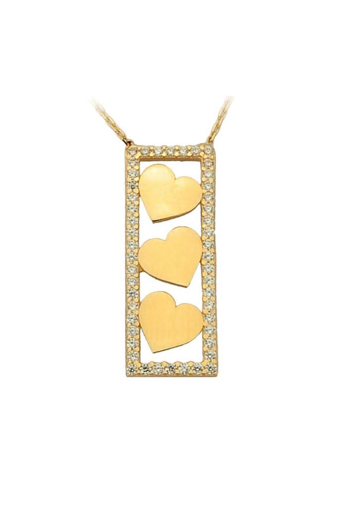 Altın Çubuk Kalp Kolye