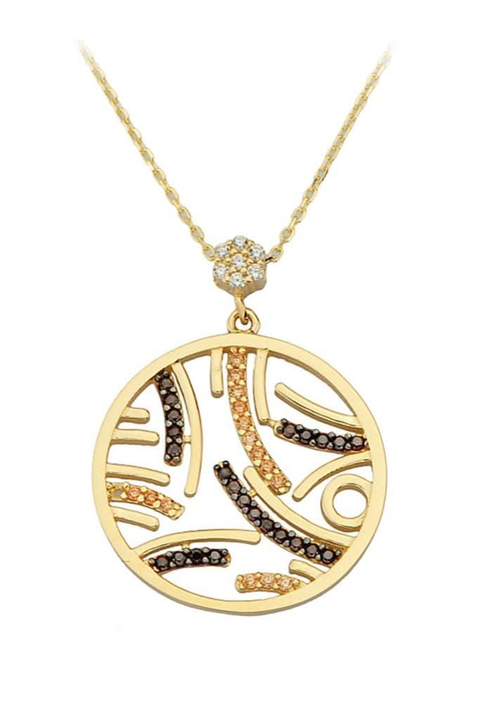 Altın Daire Detaylı Kolye