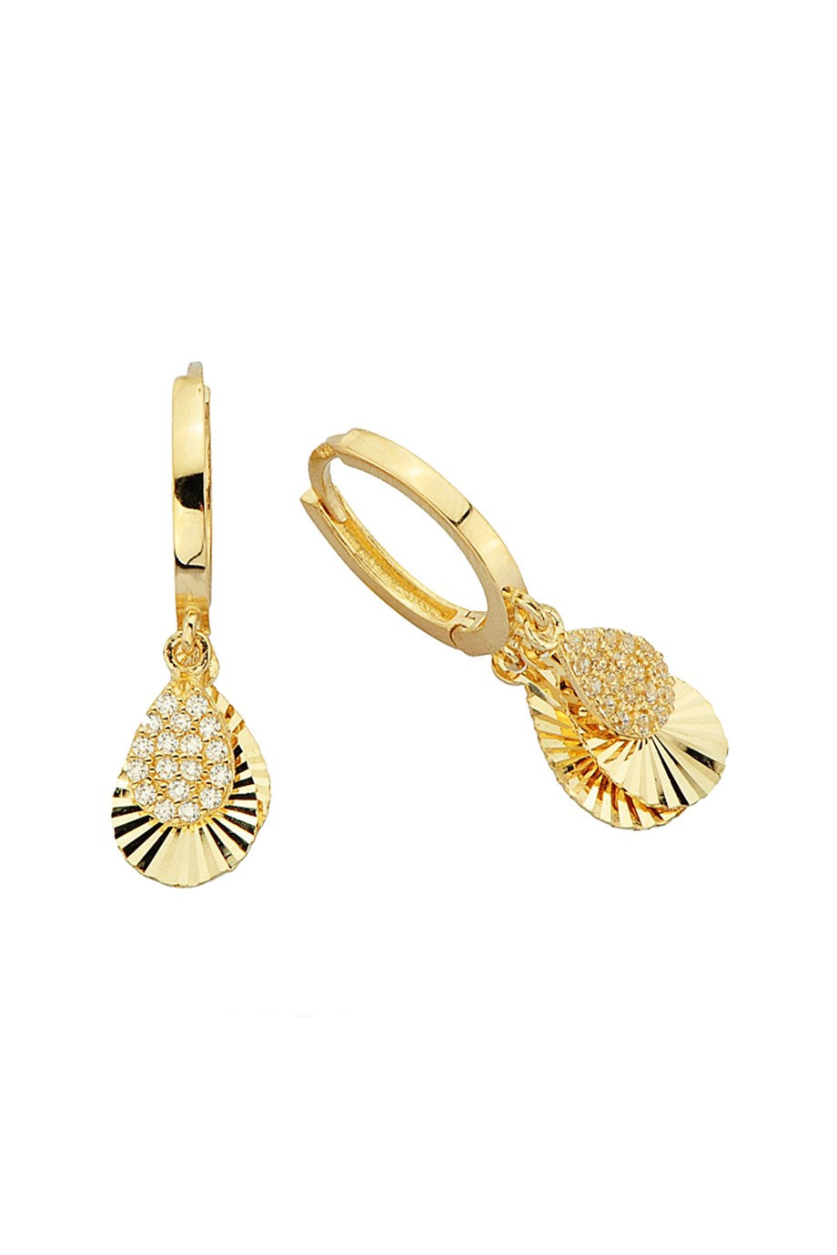 Golden Drop Ring Earrings