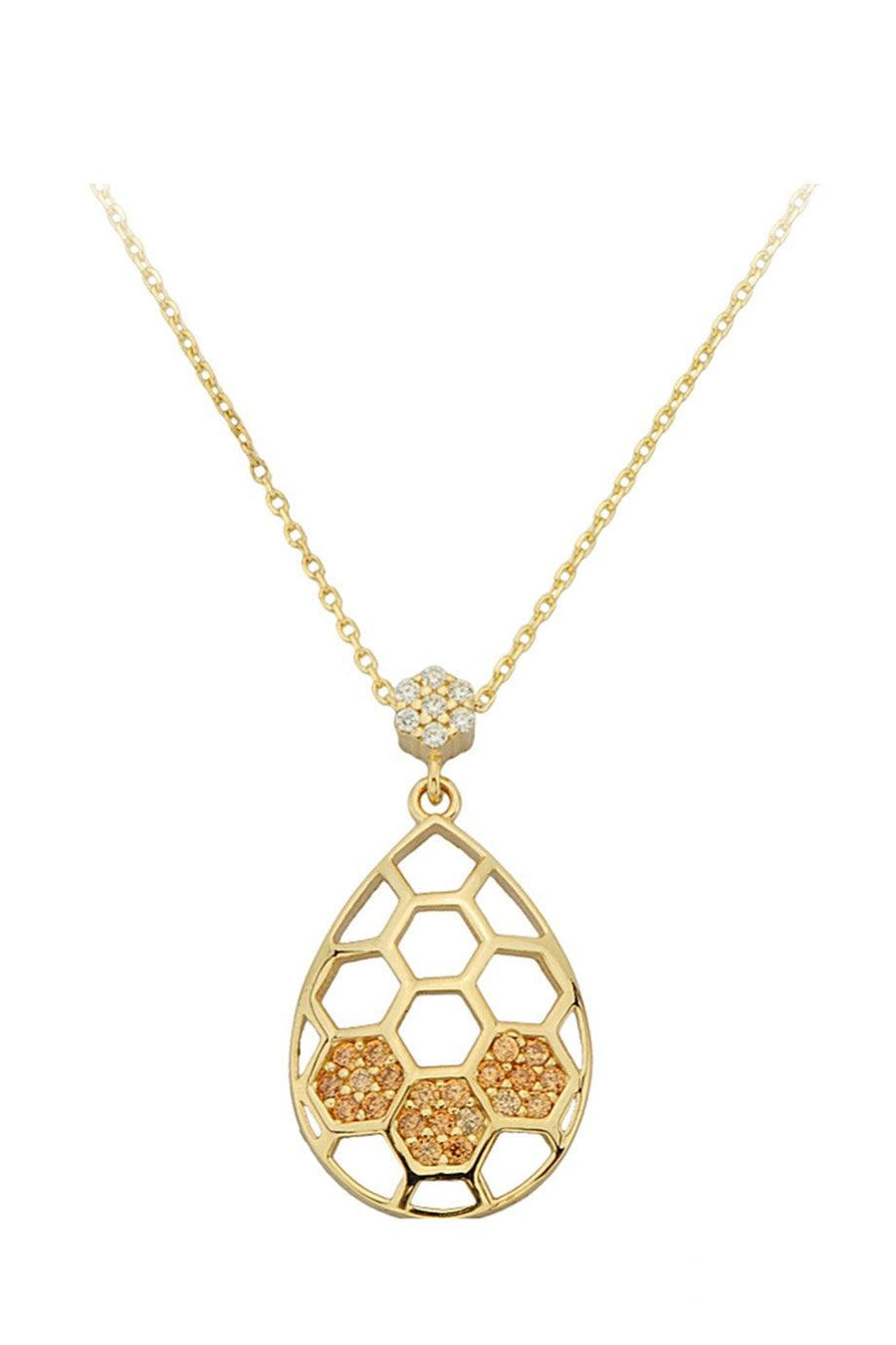 Golden Drop Honeycomb Necklace