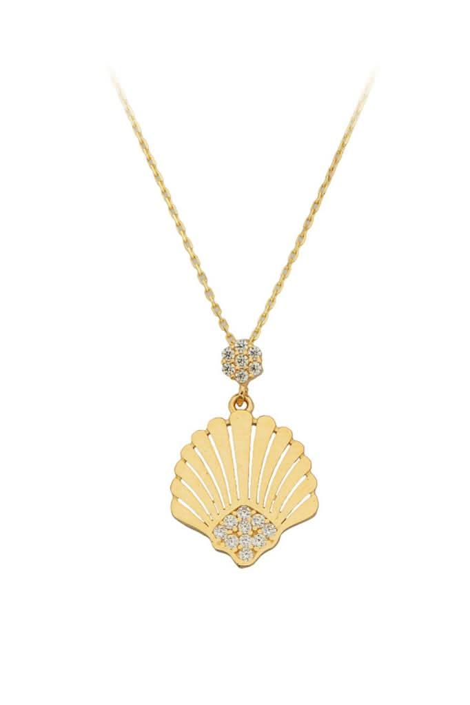 Altın Deniz Kabuğu Kolye