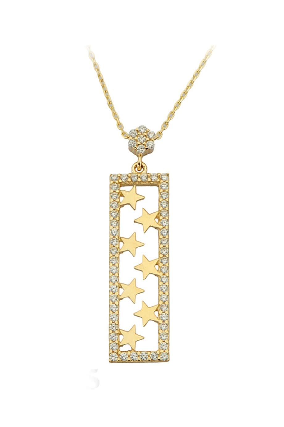 Altın Dikdörtgen Yıldızlı Kolye