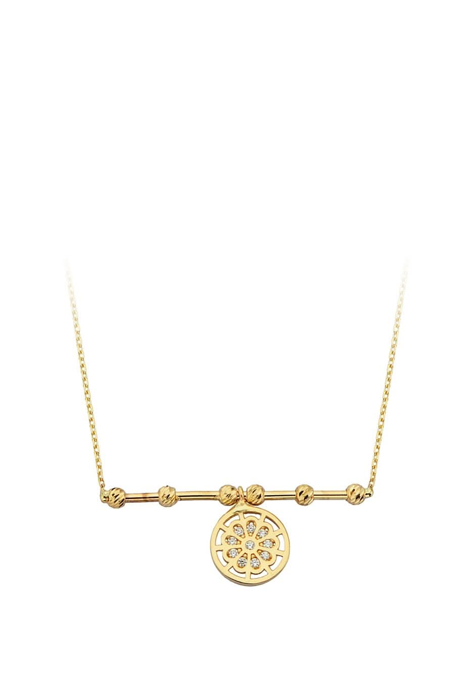 Altın Dorika Toplu Çiçek Kolye