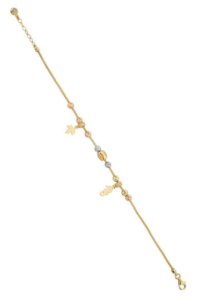 Altın Dorika Toplu Deniz Atı Ve Yaprak Bileklik