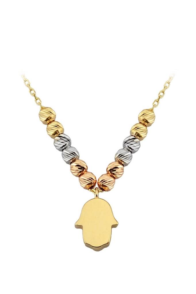 Altın Dorika Toplu Fatma Ana Eli Kolye