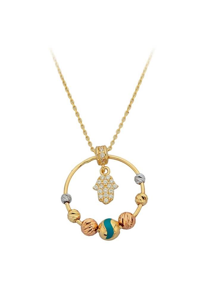 Altın Dorika Toplu Fatma Eli Kolye