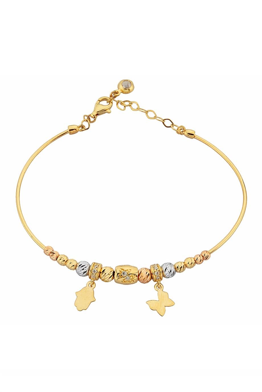 Altın Dorika Toplu Fatma Eli Ve Kelebek Bilezik