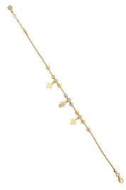 Altın Dorika Toplu Fatma Eli Ve Yaprak Bileklik