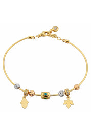 Altın Dorika Toplu Fatma Eli Ve Yaprak Bilezik