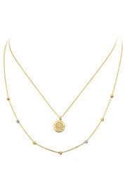 Altın Dorika Toplu İkili Çiçek Kolye