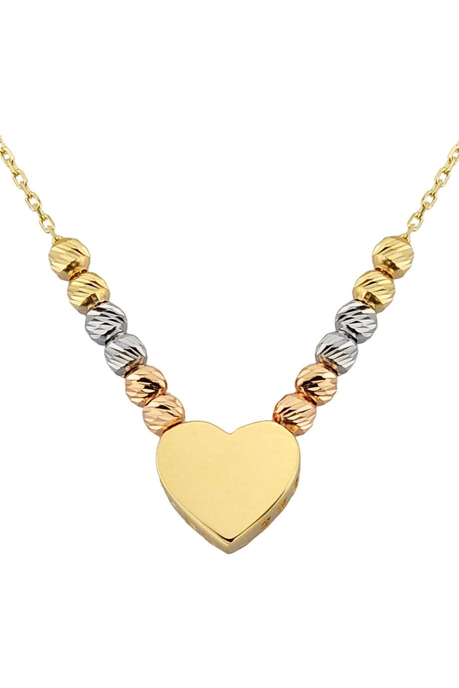 Altın Dorika Toplu Kalp Kolye