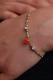 Altın Dorika Toplu Kalpli Bileklik