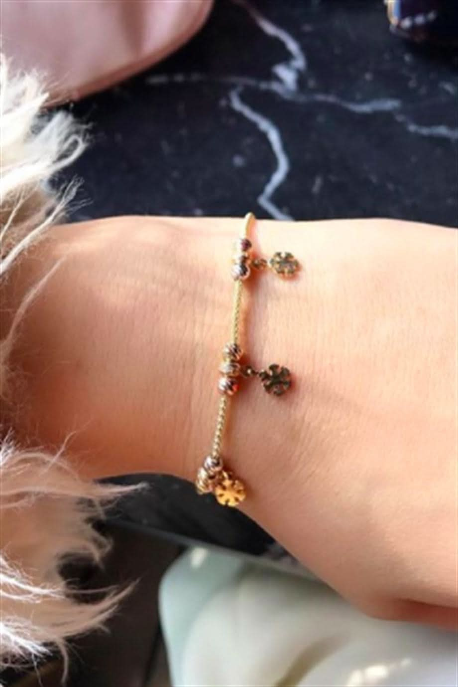 Altın Dorika Toplu Kar Tanesi Bileklik