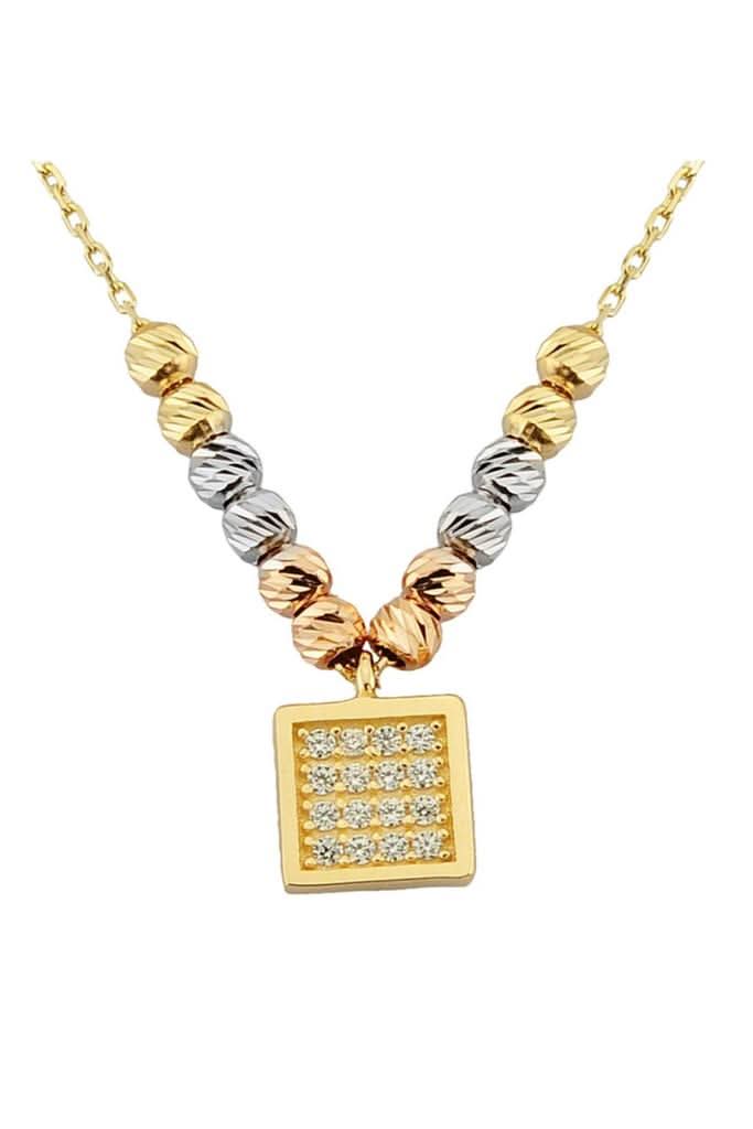 Altın Dorika Toplu Kare Kolye