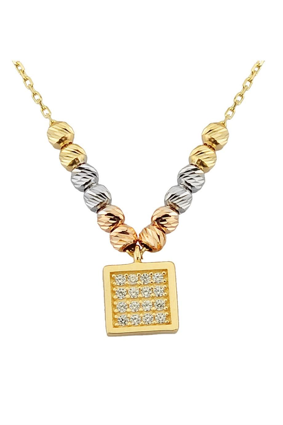 Altın Dorika Toplu Kare Kolye