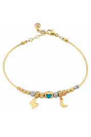 Altın Dorika Toplu Kelebek Ve Ay Bilezik