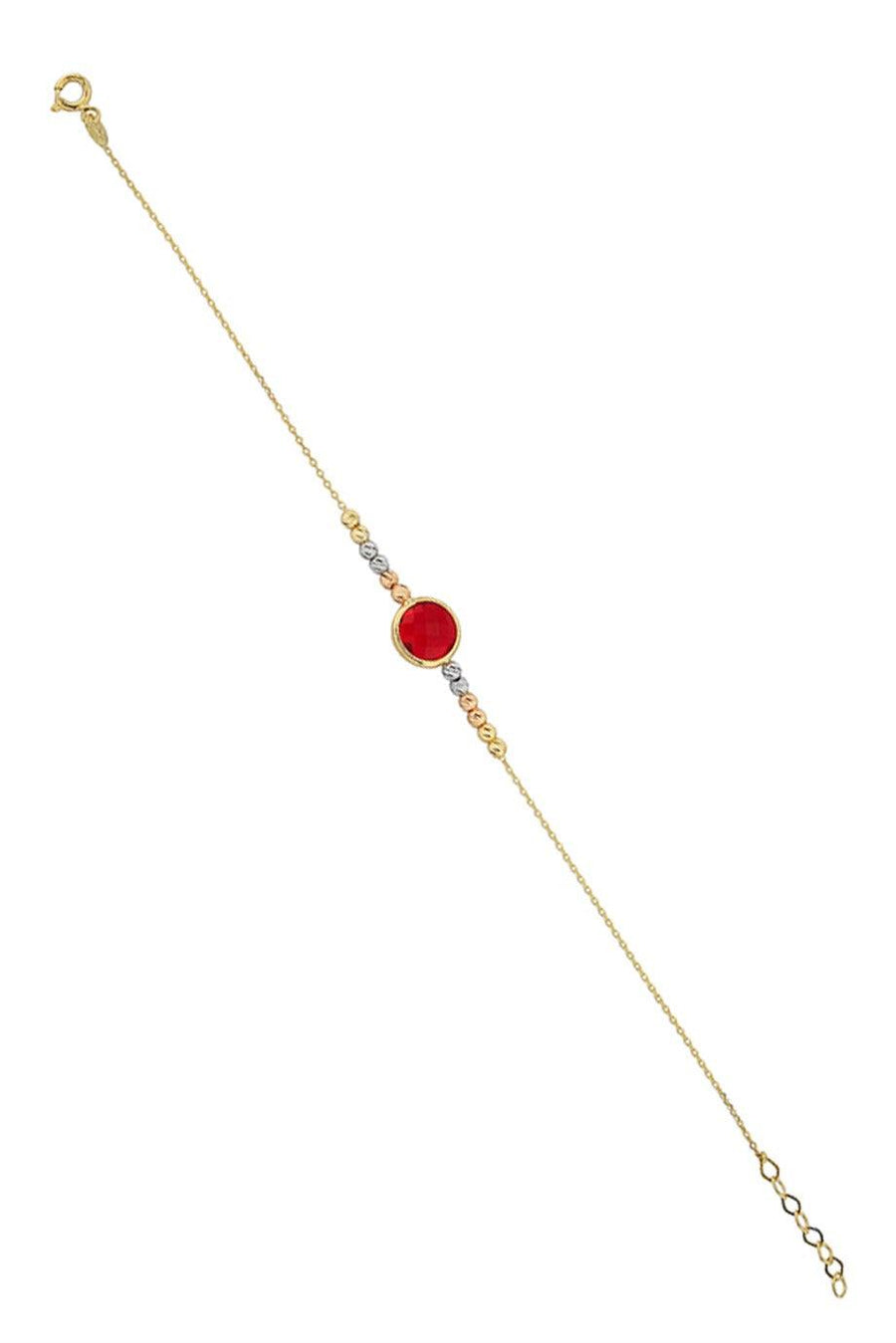 Gold Dorika Bulk Red Stone Bracelet