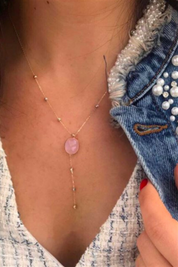 Gold Dorika Collective Pink Stone Necklace