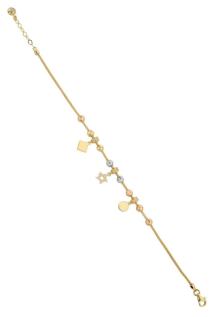 Altın Dorika Toplu Sallantılı Bileklik